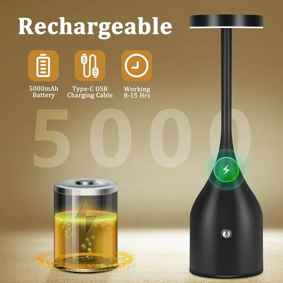 OTGFRF-Cordless Table Lamp Rechargeable - 5000mAh Battery Operated LED Table Light, Wireless Portable Table Light Waterproof for Outdoor Patio Restaurant Dining Dinner Home, Black 2 Pack