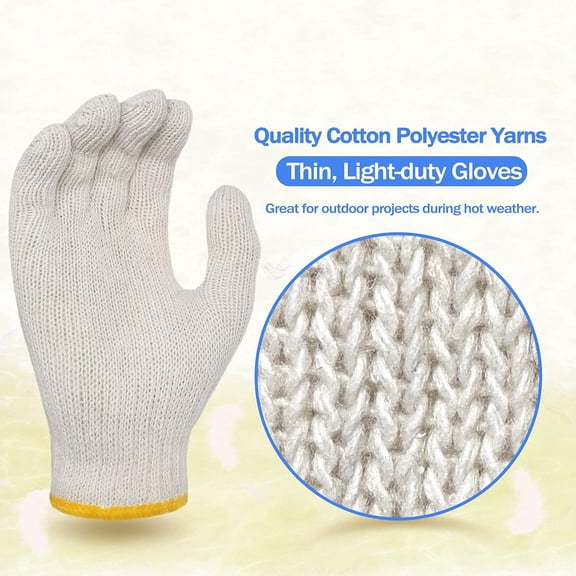 OTGFRF-Cotton Work Gloves Light-duty String Knit BBQ Glove Liner for Outdoor Cooking, Painting, Gardening 10/200 Pairs