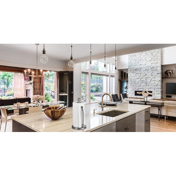 OTGFRF-Countertop Paper Towel Holder - Stainless Steel Kitchen Napkin Roll Dispenser Stand for Home, Office, Bathroom (Steel-Lite)