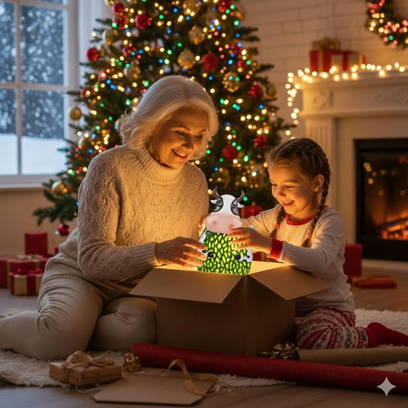 OTGFRF-Cow Lanterns Decorative Outdoor with Hook and LED Light Solar Hanging Lights Outdoor Waterproof Unique Gift for Farmhouse