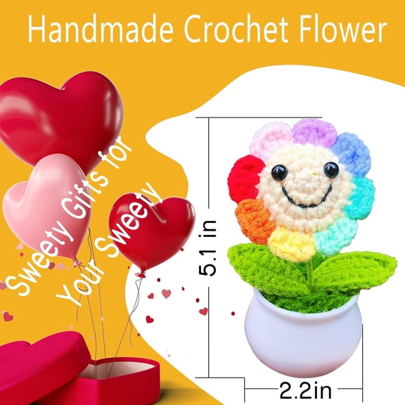 OTGFRF-Crochet Flower Gifts for Christmas & Teachers, Handmade Crochet Potted Plants and Flowers for Emotional Support Decor for Coworker Friends Women and Kids. Bee 2 Count
