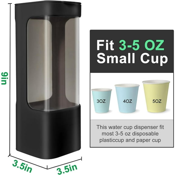 OTGFRF-Cup Dispenser, Wall Mounted Water Cooler Cup Dispenser for 3oz-5oz Disposable Cups, Bathroom Cup Holder, Plastic Paper Cup Dispenser with Adhesive/Screw Mount for Office, Hospital, Bathroom