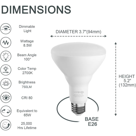 OTGFRF-Dimmable LED Bulbs,BR30 Flood Light Bulbs, CRI80 8.5W Equivalent 65W 2700K Soft White 700 Lumens, 25000 Lifetime Hours Recessed Light Bulbs, E26 Base LED Can Light Bulbs, 6 Pack