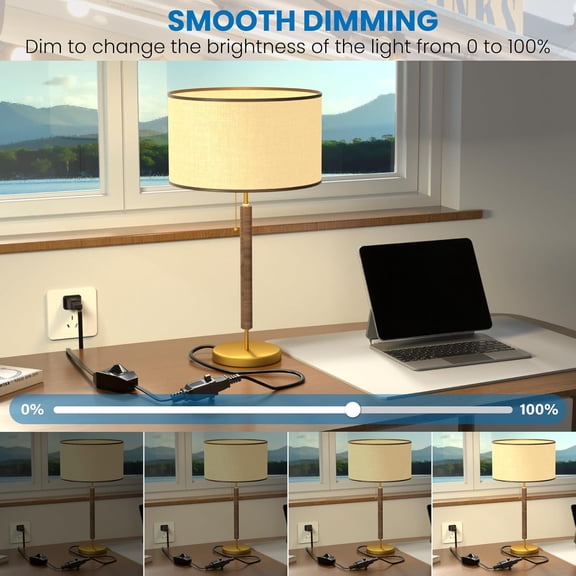 OTGFRF-Dimmer Plug Switches Lamp Dimmer Plug for Outdoor String Light, 110V 100 Watt MAX Table Top Plug in for Dimmable LED/Halogen/Incandescent, 6.56FT Cord, IP44, Black, Pack of 2