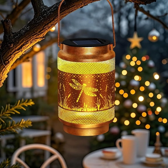 OTGFRF-Dragonfly Solar Lanterns Outdoor Waterproof,Hanging Solar Lights Dragonfly Garden Decor,Decorative Lanterns for Yard Lawn Porch Patio Pathway Tabletop,Christmas Decorations Gift for Women Gran