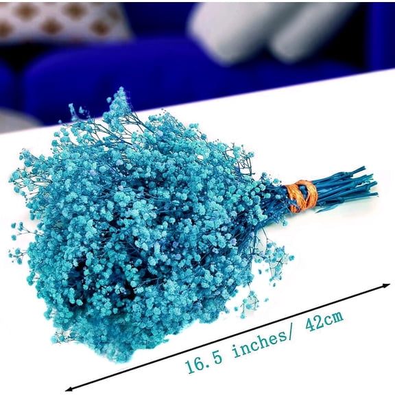 OTGFRF-Dried Baby's Breath Flowers Blue, 17inch Dried Natural Flowers Babys Breath Bulk with 3000 Buds, Real Dry Gypsophila for Wedding, Party, Wreath Floral DIY, Home Decor