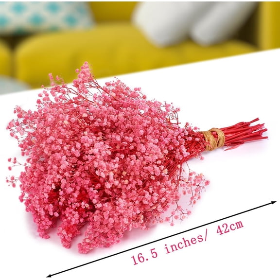 OTGFRF-Dried Baby's Breath Flowers Pink, 17inch Dried Natural Flowers Babys Breath Bulk with 3000 Buds, Real Dry Gypsophila for Wedding, Party, Wreath Floral DIY, Home Decor