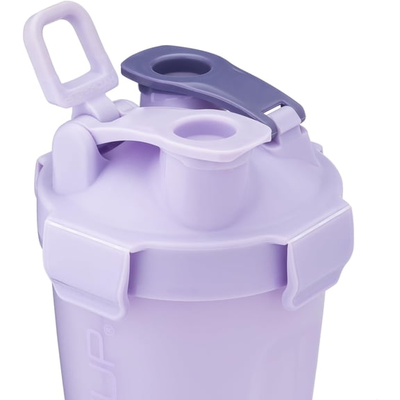 OTGFRF-DualShaker Pro 32 oz Shaker Bottle for Protein Shakes, Shaker Cup w/Handle & Ball Blender Whisks, Dual Mixing Shaker Bottle with Storage, 2 in 1, for Travel To Go, BPA Free (Purple)