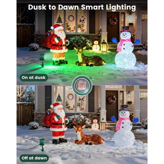 OTGFRF-Dusk to Dawn Christmas Spotlight Outdoor, Red & Green Decorative LED Landscape Spotlights with Timer, 6000K Daylight Waterproof Flood Lights for Yard, Tree, Flag, ETL Listed, 2 Pack