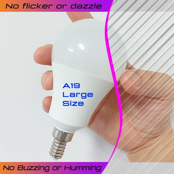 OTGFRF-E12 LED Ceiling Fan Light Bulbs 100 Watt Equivalent, Daylight White 5000K 9W 1000LM, A60 Globe A19 Shape E12 Small Candelabra Screw Base Bulb for Chandelier Pendant Lighting, Non-Dimmable, 2 P