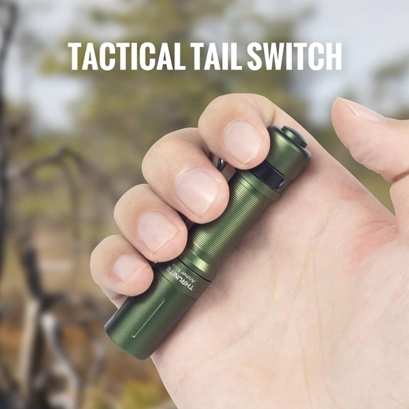 OTGFRF-EDC Flashlight Archer Mini, 405 Lumens Tail Switch LED Flashlight, USB C Rechargeable Little Pocket Penlight for Camping, Outdoor, and Emergency - Dark Green Cool White