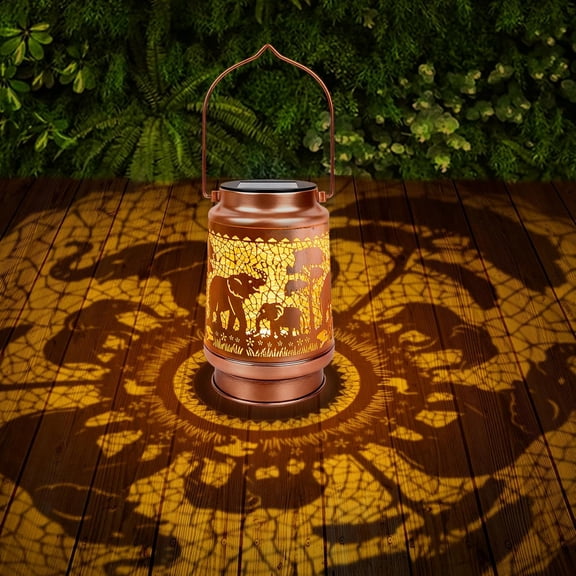 OTGFRF-Elephant Solar Lanterns Outdoor Waterproof - Elephant Decor for Garden Yard Patio Lawn, Hanging Solar Lights for Outside, Birthday Christmas Mother's Father's Day Gifts for Mum Dad Grandpa