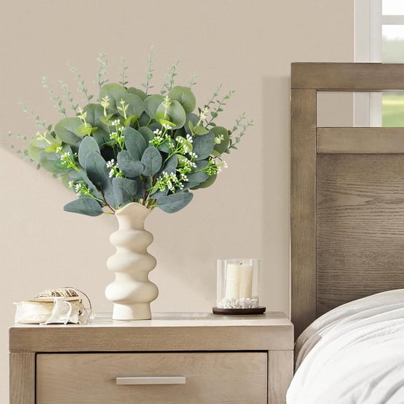 OTGFRF-Eucalyptus Stems Bulk 60 Pcs, 4 Kinds Mixed Artificial Silver Dollar Eucalyptus Leaves Bundle Faux Greenery Branches for Wedding Vase Bouquet Floral Arrangement Centerpiece Home Decor