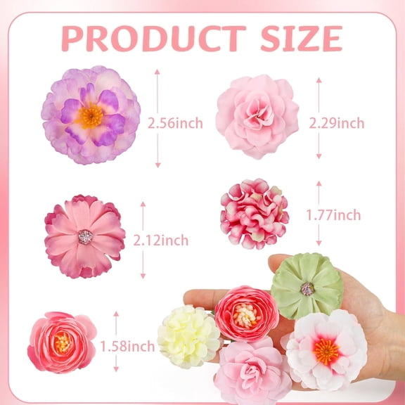 OTGFRF-Fake Flower Heads Mini Artificial Flower Bulk Silk Flowers for Hair 3D Faux Flower for Decoration Fabric Daisy Buds Rose Floral for Crafts Wedding Party Cake Baby Shower Home Decor, 110Pcs(Mul