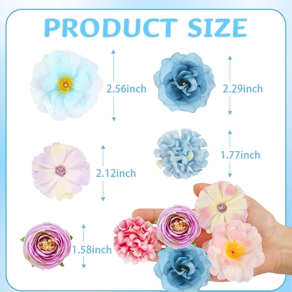 OTGFRF-Fake Flower Heads Mini Artificial Flower Bulk Silk Flowers for Hair 3D Faux Flower for Decoration Fabric Daisy Buds Rose Floral for Crafts Wedding Party Cake Baby Shower Home Decor, 110Pcs(Pur