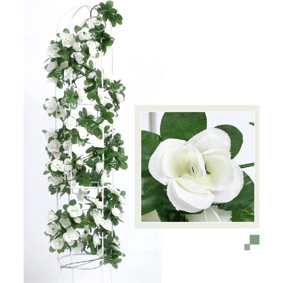 OTGFRF-Fake Flowers - 4pcs 32.8 FT Artificial Rose Vine Flower Plants Hanging Rose Ivy for Home Hotel Office Wedding Party Garden Craft Art Dcor (White)