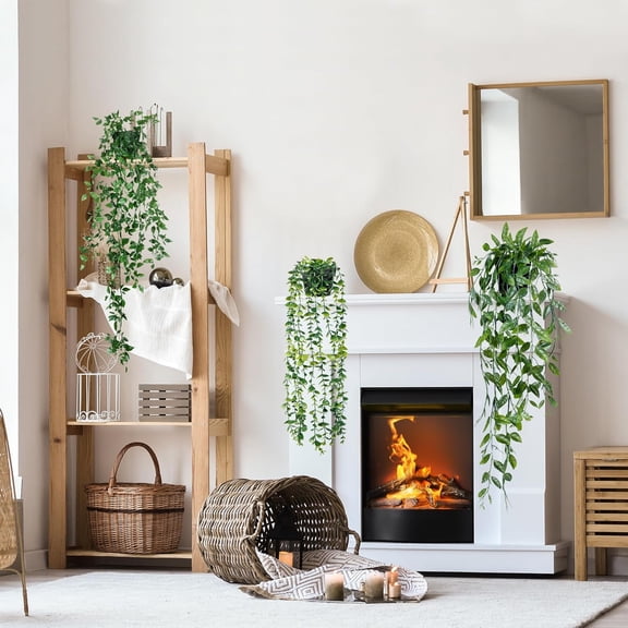 OTGFRF-Fake Hanging Plants 3 Pack Artificial Eucalyptus Fake Potted Greenery Faux Eucalyptus Mandala Vine Pea Pod for Home Indoor Outdoor Wall Garden Wedding Decor