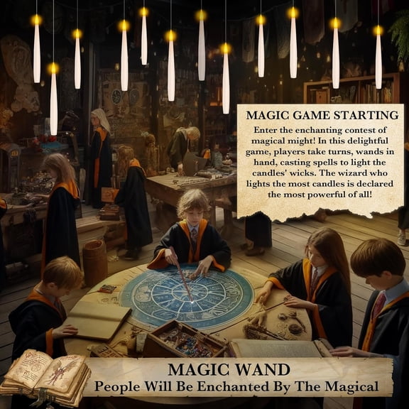 OTGFRF-Floating Candles with Wand Remote Timer - Magic LED Hanging Flameless Taper Candles Flickering Battery Operated for Birthday Theme Party Halloween Home Window Decor - White 12 Pack