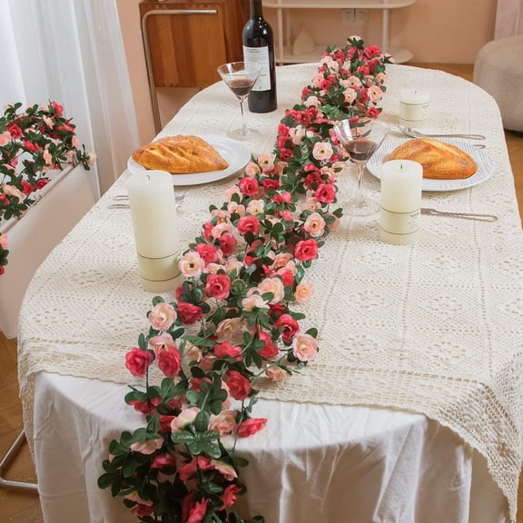 OTGFRF-Flower Garland Vines, 16 Strands 132Ft for Bedroom, Rose Decoration, Floral Garland for Room Table Birthday Wedding Party Garden Wall Decor