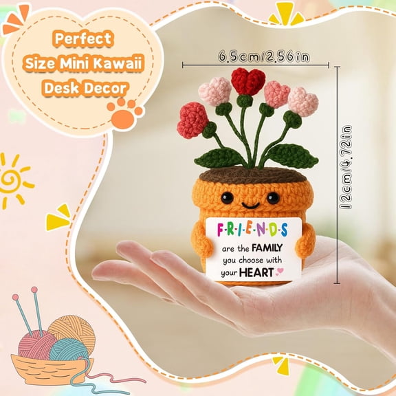 OTGFRF-Friendship Gift for Best Friend - Handmade Crochet Heart Flower Plush with Cute Message Card - Birthday, Christmas, Galentines, Farewell & Appreciation Present for Women, Sisters, Besties