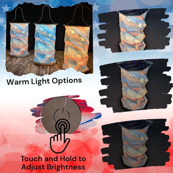 OTGFRF-Fun Novelty Backyard Lamp - BBQ Patio Gift - Labor Day Lantern American Flag Decor Portable Night Light | Foldable Rechargeable - Patriotic Decoration Light Weight Camping Light