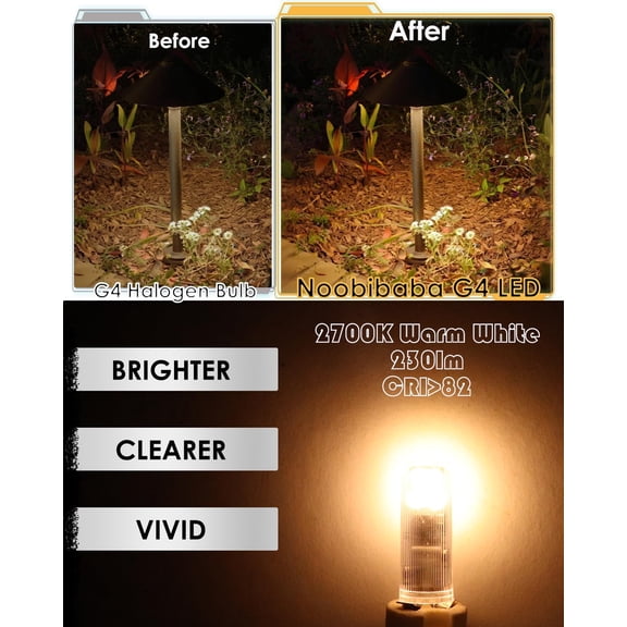 OTGFRF-G4 LED Bulb 12V 24V, T3 LED Landscape Light Bulbs 2W Warm White Bi-Pin Base Equivalent to 20W Halogens, 2700K 230lm for Outdoor Landscape Deck Path Light, 10-Count