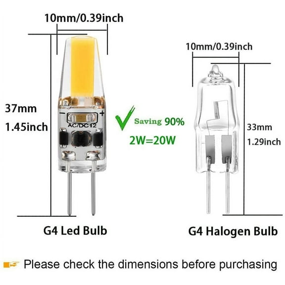 OTGFRF-G4 LED Bulb 2W Equivalent to 20W T3 JC Type Bi-Pin G4 Base Halogen Bulb, AC/DC 12V Daylight White 6000K G4 Bulb for Under Cabinet Light, Ceiling Light, RV, Boats, Outdoor Landscape Lighting (1