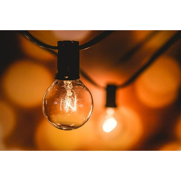 OTGFRF-G40 String Lights - 5W Warm Incandescent Shatterproof Glass Bulbs, 18-Gauge Wire - Dimmable Globe String Lights for Backyard, Patio, Porch, Garden - Decorative Outdoor Hanging Lights - 25ft