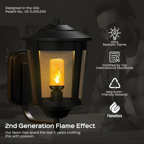 OTGFRF-Gen2 LED Flame Light Bulbs, Like Real Fire 4-Mode Flickering Light Bulbs with Upside Down Effect, E26 Flame Bulb for Halloween Christmas Party Patio Porch Home Indoor & Outdoor Decorations, 2