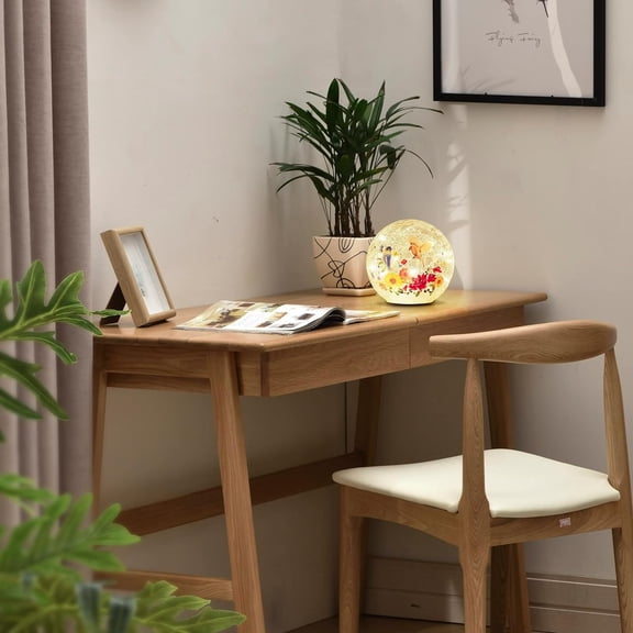 OTGFRF-Glass Ball Light Crackle LED Night Light Flower Birds Grass Pattern Globe Glass Table Lamp, Orb Cardinal Night Light for Outdoor Decorations Pathway Patio Yard Lawn Bedroom - 1 Pack