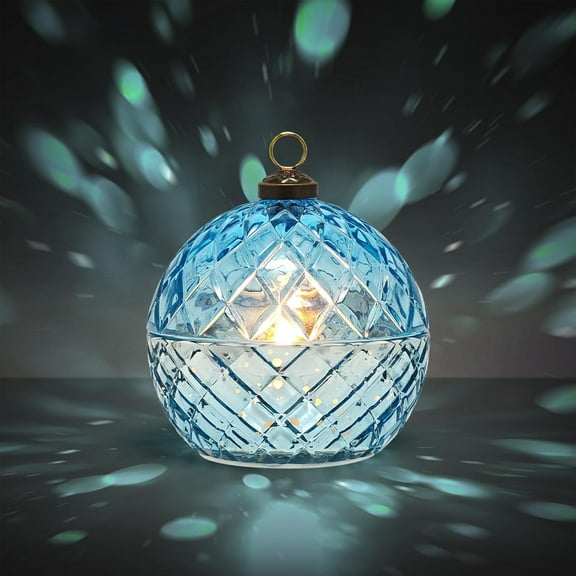 OTGFRF-Glass Flameless LED Candles Decorative Light Birthday Gift for Her,Battery Operated Flickering Electric LED Ball Candles,Jar Candle for Home with Glass Cover Gifts for Mom,Sister,Women(Blue)