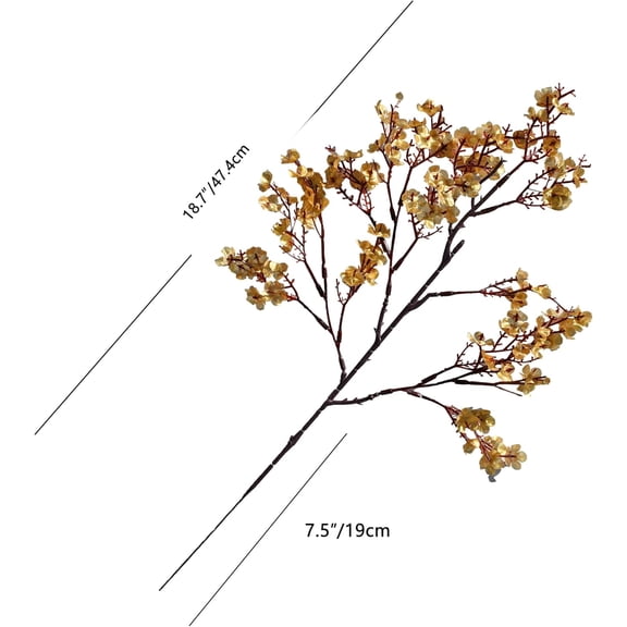 OTGFRF-Gold Artificial Babys Breath European Flowers 15 Bundles Silk Gypsophila with Bendable Stems for Fall Thanksgiving & Christmas Centerpiece Wedding Decor and Table Arrangements