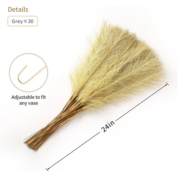 OTGFRF-Gold Faux Pampas Grass - 30pcs 24 Inch Long Pampas Grass Wall Decor, Mini Artificial Pampas Grass for Great Gatsby Party Decorations and Glam Room Decor (Gold)