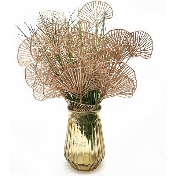OTGFRF-Golden Ginkgo Leaves Stems Christmas Decoration, Artificial Plants Fake Plastic Simulation Apricot Leaf Grass for Wedding Party Indoor Home Office DIY Crafts Flowers Bouquet Xmas Gold Decor -