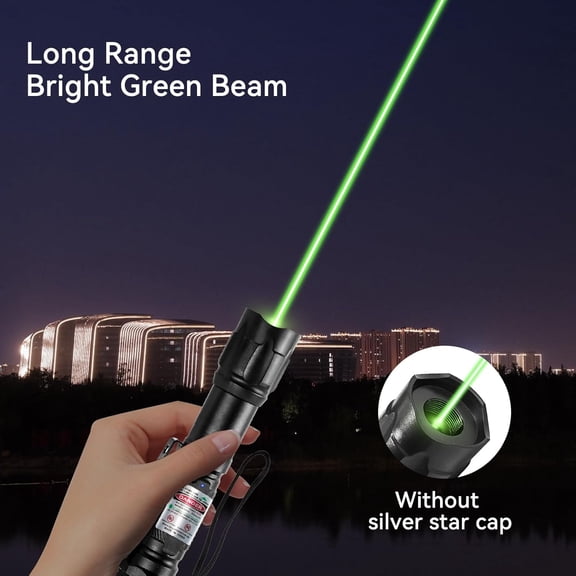 OTGFRF-Green Light Flashlight, Long Range Dot Beam Pen Tactical Flashlights with Star Cap Adjustable Focus, Rechargeable for Outdoor Use, TV/LED/LCD Screens, Astronomy, Camping and Presentations