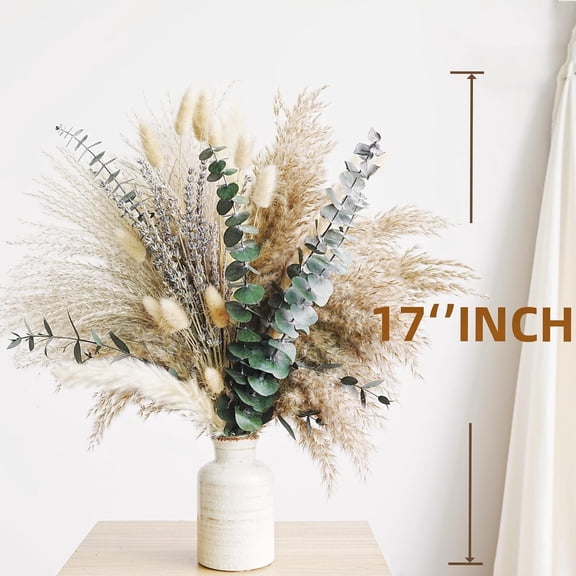 OTGFRF-Green Pampas Grass Boho Bouquet Exquisite Lavender and Eucalyptus Dried Flower Arrangements for Western Boho Decor Rustic Flowers for Your Bohemian Home, Bedroom, and Wedding Table Dcor
