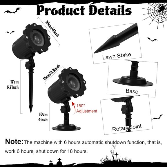 OTGFRF-Halloween Cute Ghost Projector Lights Outdoor Indoor Dynamic Lights Decoration Outside LED Landscape Lamp for Holiday Garden Supplies