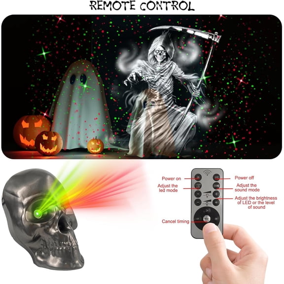 OTGFRF-Halloween Decorations Indoor Halloween Projector Lights with Remote Control Timer,5 Lighting Modes with Terrifying Sound Halloween Lights Halloween Decor for Home Walls Window Bedroom Party