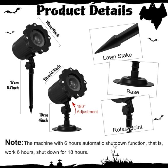 OTGFRF-Halloween Projector Lights Outdoor Cute Ghost Lights Decoration Dynamic Outside Indoor LED Landscape Lamp for Holiday Garden Supplies