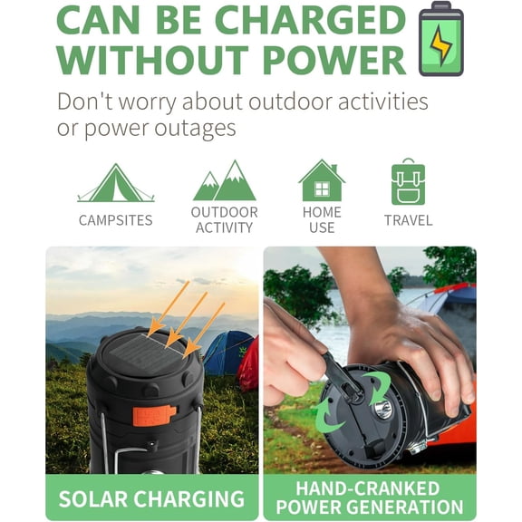 OTGFRF-Hand Crank Solar Camping Lantern, Large Capacity Portable Ultra Bright LED Torch, USB Charger, Electronic Lantern for Outdoor (1)