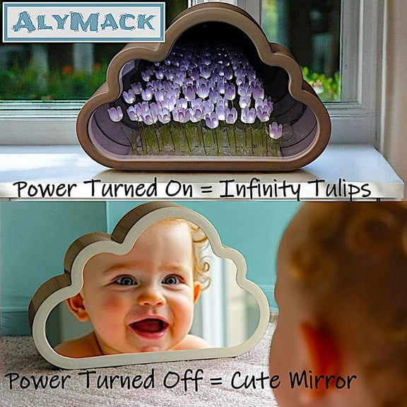 OTGFRF-Handmade Tulip Lamp Fully Assembled - Flower Night Light Cuteness Lamps - Tulip and Rose Infinity Mirror in a Glass - Gift for Women or Girl - Lampara de Tulipanes Infinitos (Purple, USB)