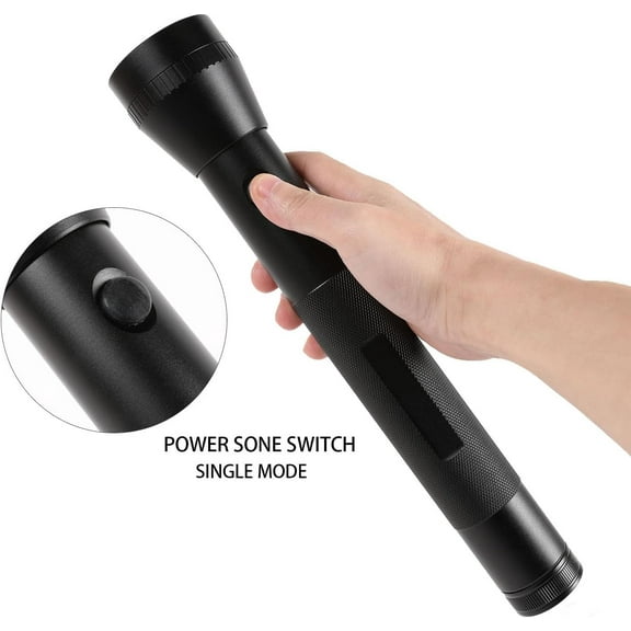 OTGFRF-Heavy Duty 3-Cell D Battery LED Big Flashlights, Single Mode, Aluminum Alloy Torch, Rugged Metal Flashlight for Outdoor Adventures and Emergency Power Outages (1 Pack)