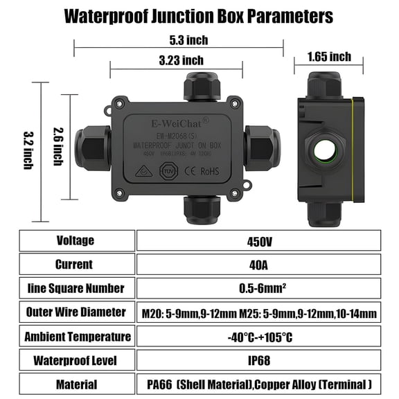 OTGFRF-IP68 Waterproof Junction Box, 4 Way Outdoor Electrical Box with Terminal Block & Screwdriver for Landscape Lighting, Garden Lights