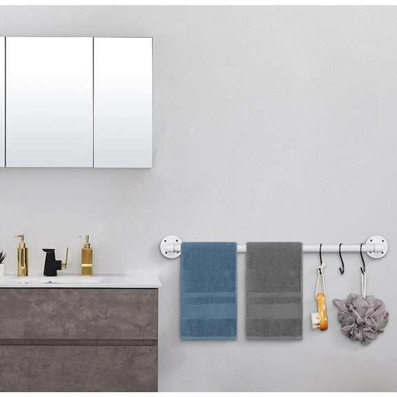 OTGFRF-Industrial Pipe Towel Rack Towel Bar, Heavy Duty Wall Mounted Rustic Farmhouse Bath Towel Holder for Bathroom (White, 28 inch)