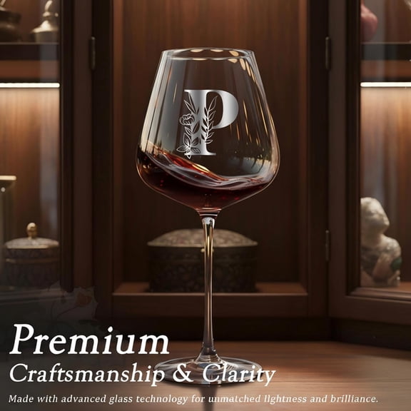 OTGFRF-Initial Crystal Wine Glass for Women Lady National Day Gifts Birthday Farewell Leaving Retirement Christmas Holiday Appreciation Im Sorry You Are My Sunshine Custom Initial Alphabet Present,P