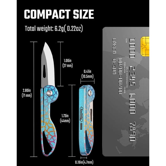 OTGFRF-KK05 Mini Titanium Pocket Knife for Everyday Carry- Razor Sharp Folding Blade, Lightweight EDC TooCrackle