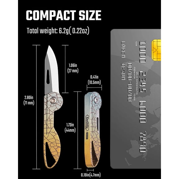 OTGFRF-KK05 Mini Titanium Pocket Knife for Everyday Carry- Razor Sharp Folding Blade, Lightweight EDC Tool for Camping, Hiking and Outdoor (Yuzu)