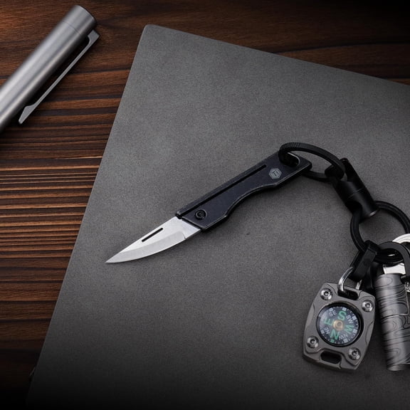 OTGFRF-KK06BK Mini Titanium Pocket Knife for Everyday Carry- Razor Sharp Folding Blade, Lightweight EDC Tool for Camping, Hiking and Outdoor(Black)