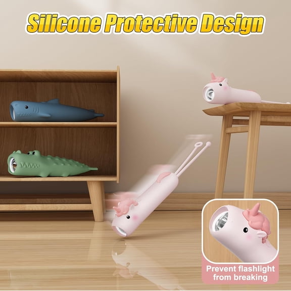 OTGFRF-Kids Flashlight Rechargeable, LED Flashlight for Boys & Girls, Unicorn Toys for Girls Age 4-6, Pink Unicorns Flashlights for School Kid for Camping & Outdoor Adventures, Birthday Gift, 1Pack