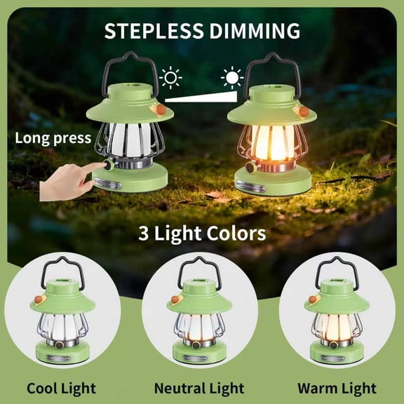 OTGFRF-Kids Lantern with 3 Color Dimmable & USB-C Charging,Boys Night Light for Bedroom, Indoor Outdoor Adventures & Emergency Use Toddler Flashlight Camping Essentials for Kids (Green)